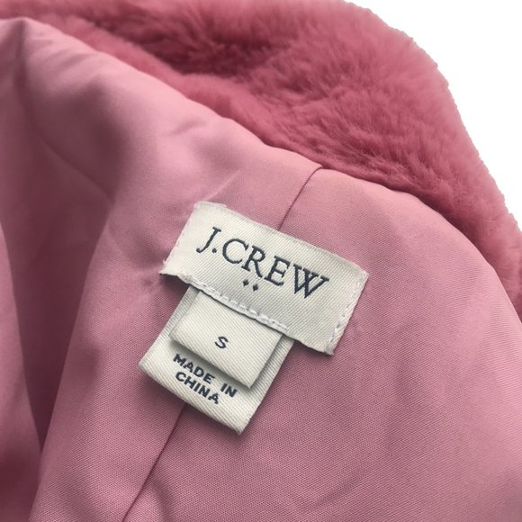 J.Crew Mercantile Guava Berry Faux Fur Zip up Teddy Vest - Picture 5 of 13